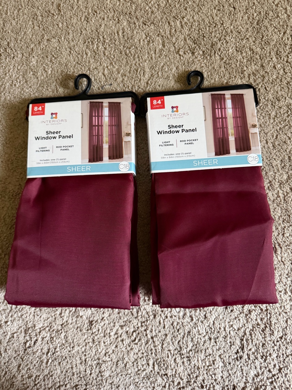 Interiors by Design Sheer Window Panel - Burgundy